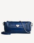 AUTRE | Pochette Croco bleu saphir/argent