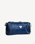 AUTRE | Pochette Croco bleu saphir/argent