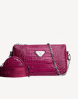 ZELL | Umhängetasche Croco blush pink/silber - frontal