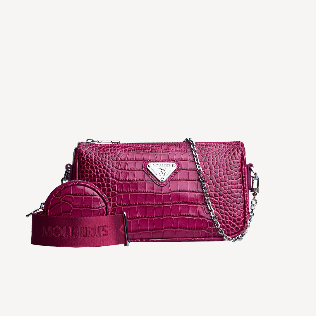ZELL | Umhängetasche Croco blush pink/silber