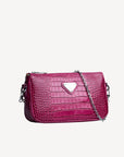 ZELL | Sac bandoulière Croco rose blush/argent