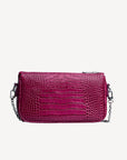ZELL | Sac bandoulière Croco rose blush/argent