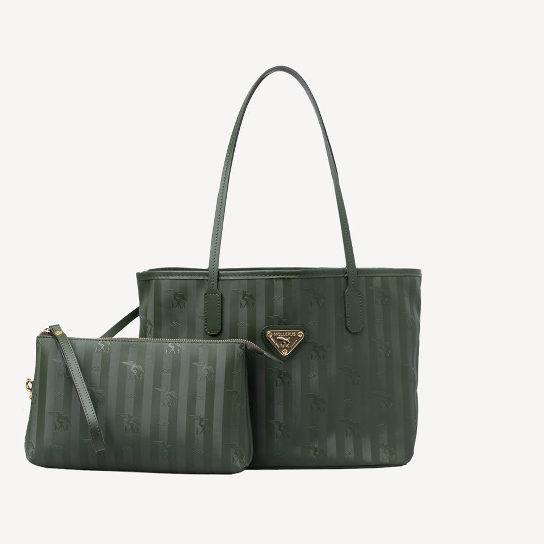 GENF | Shopper olive grün/gold - frontal