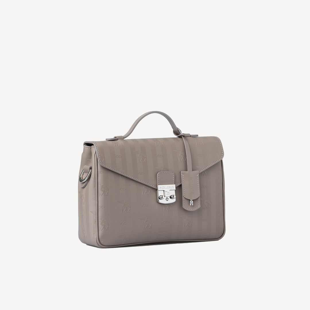 MARLY | Umhängetasche taupe grau/silber - seitlich