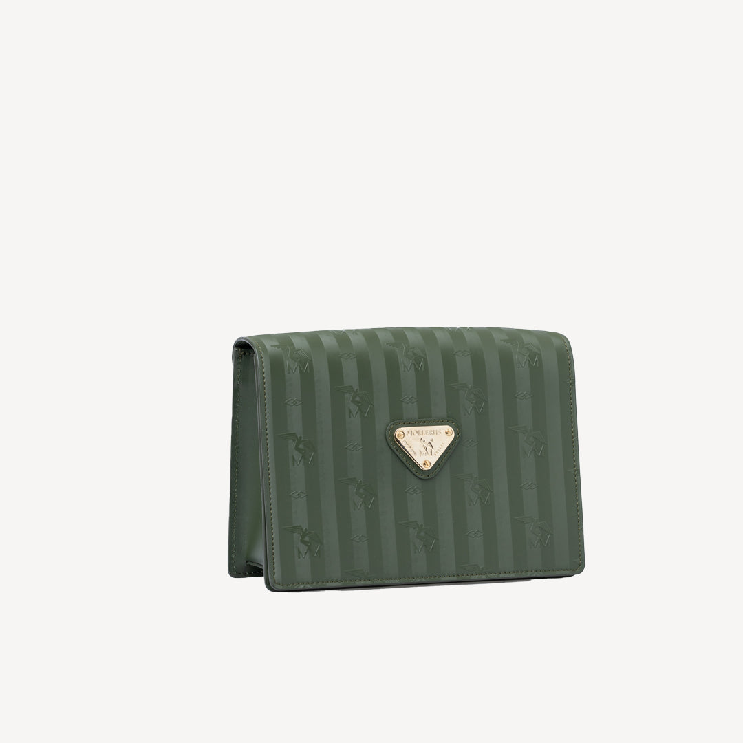 MELIDE | Umhängetasche olive grün/nastro/gold - seitlich