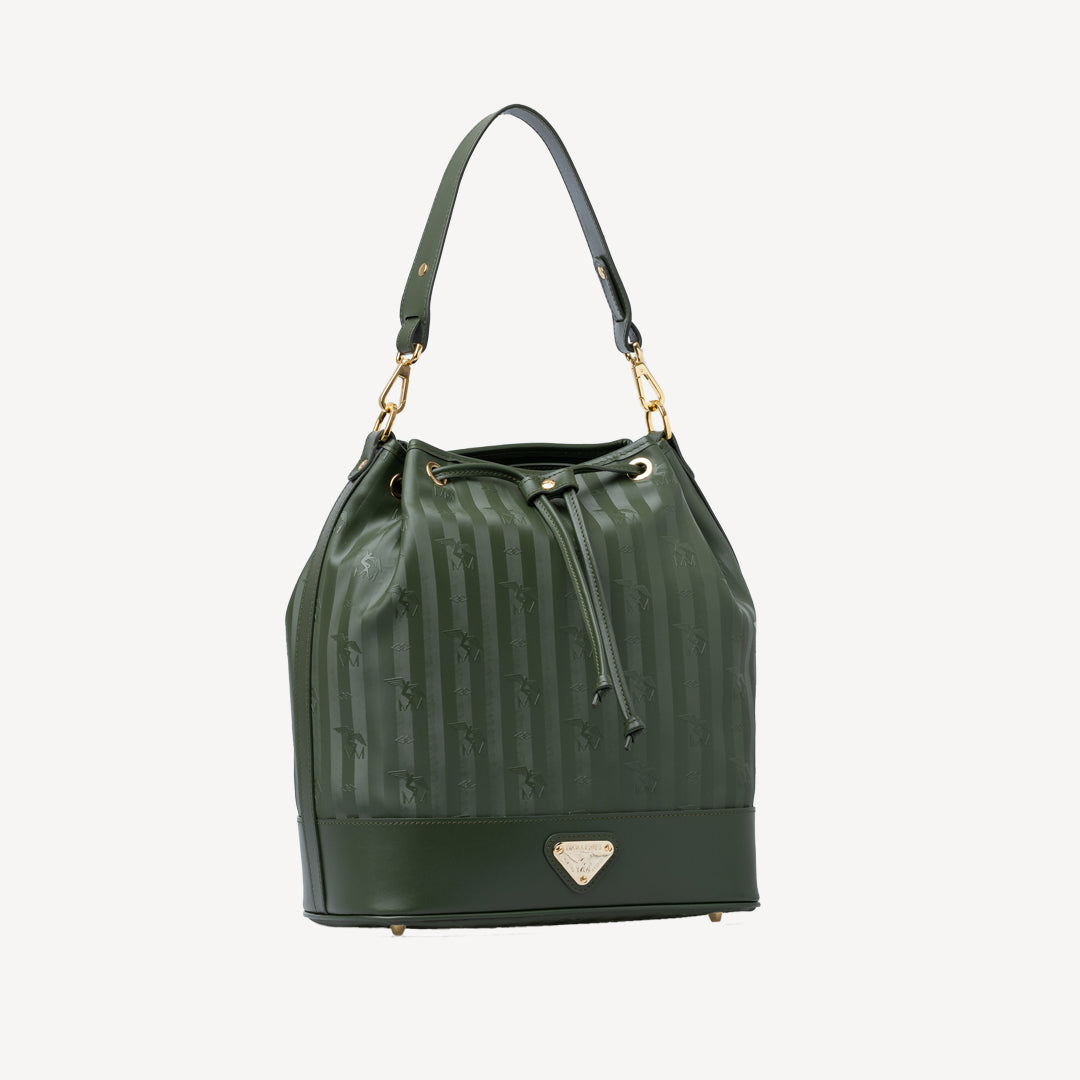 NIESEN | Beuteltasche olive grün/gold - seitlich