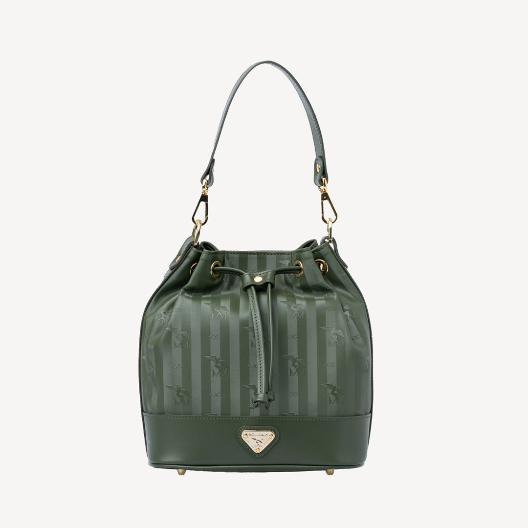 SION | Beuteltasche olive grün/gold - frontal