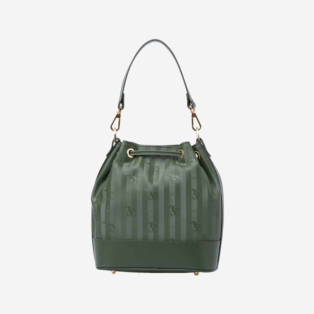 SION | Beuteltasche olive grün/gold - hinten