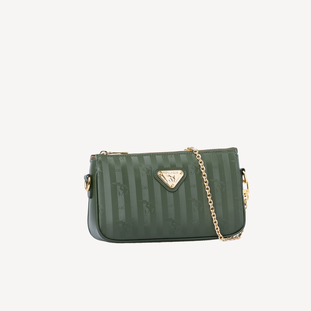 ZELL | Umhängetasche olive grün/gold - seitlich