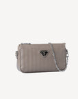 ZELL | Umhängetasche taupe grau/silber - seitlich