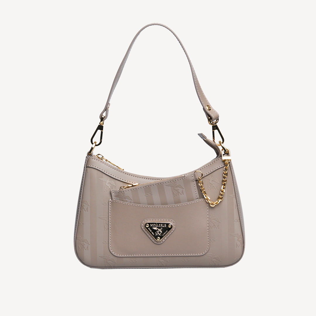 CASTIEL | Schultertasche taupe grau/gold  - FRONTAL