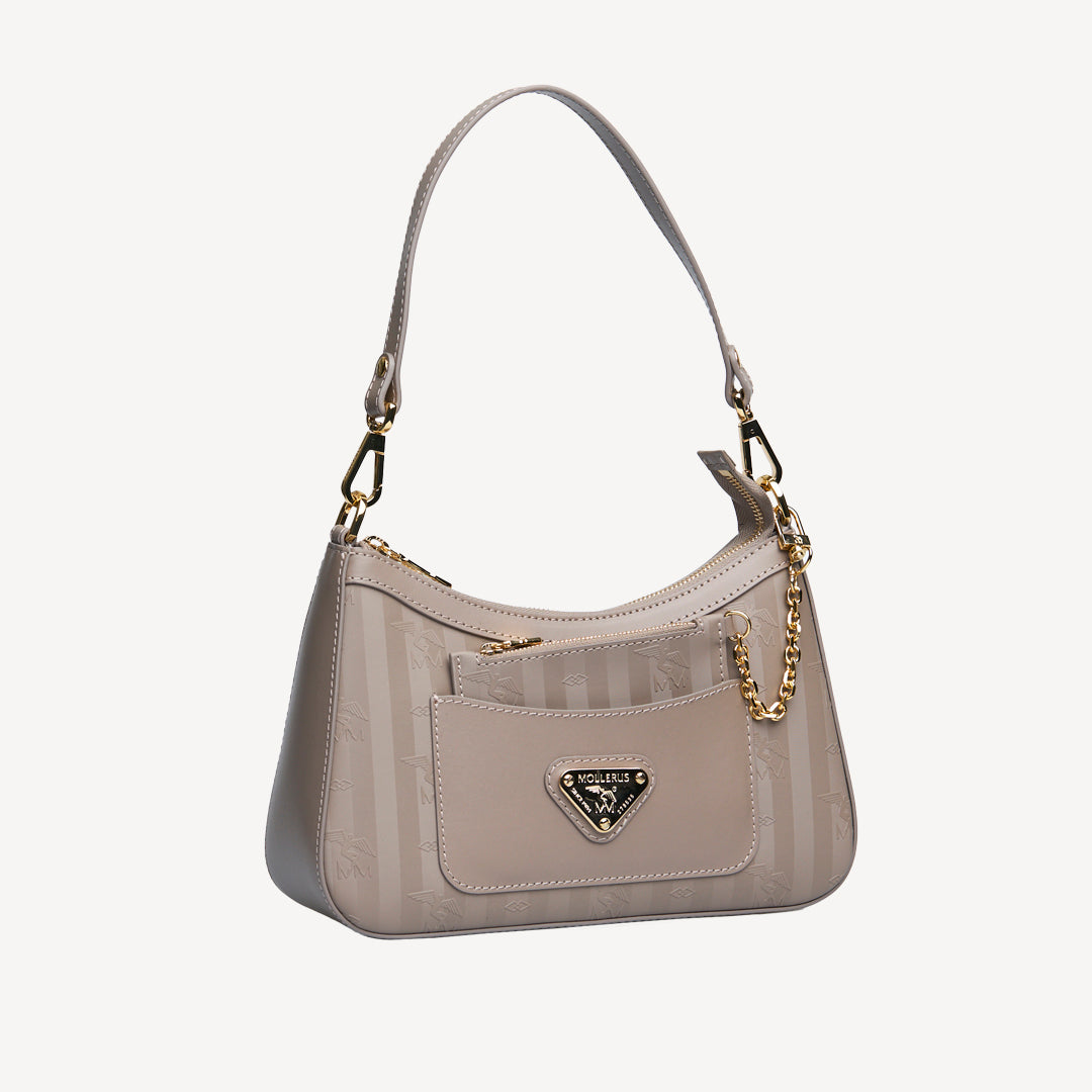 CASTIEL | Schultertasche taupe grau/gold - seitlich