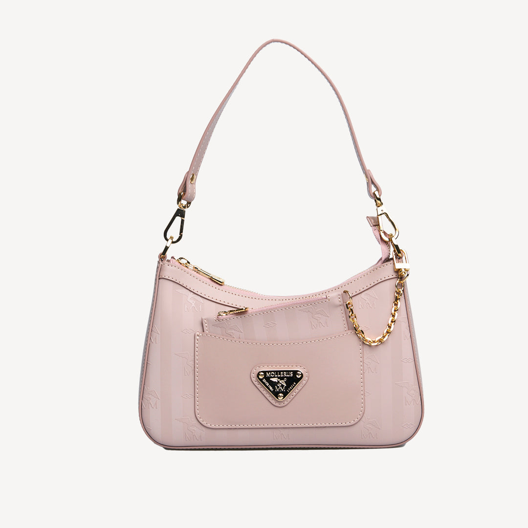 CASTIEL | Schultertasche soft rosé/gold - FRONTAL