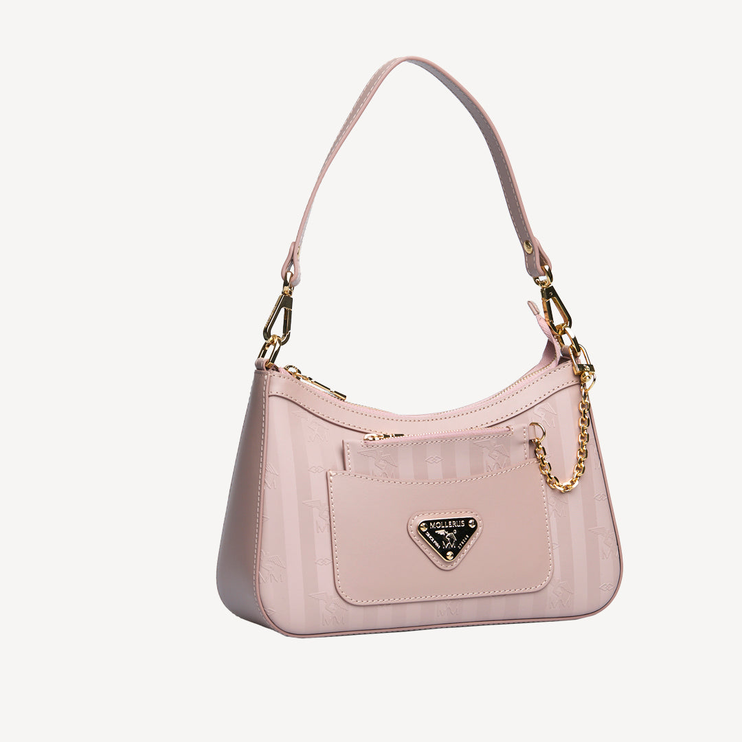 CASTIEL | Schultertasche soft rosé/gold - seitlich
