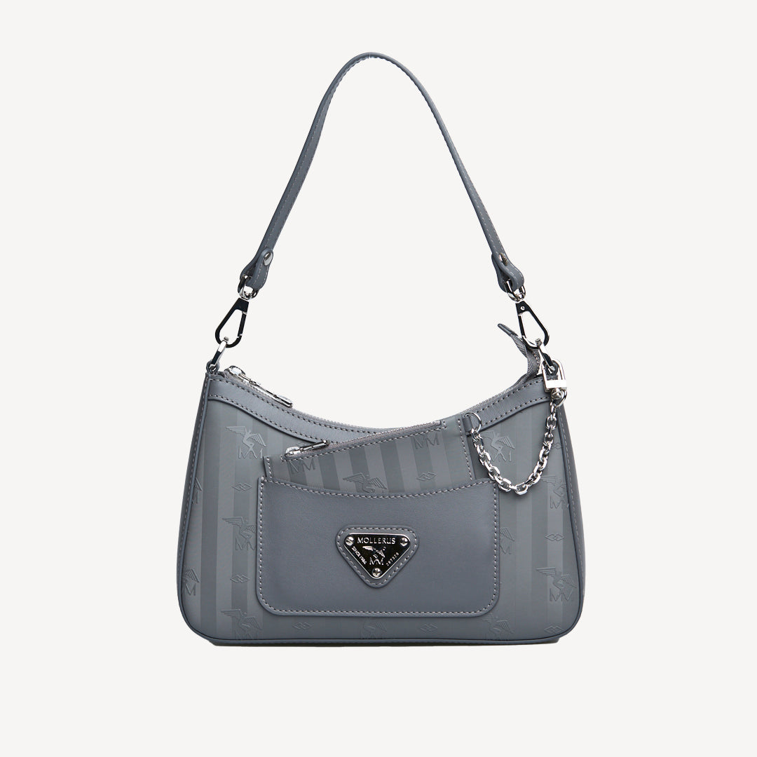 CASTIEL | Schultertasche elephant/silber - FRONTAL