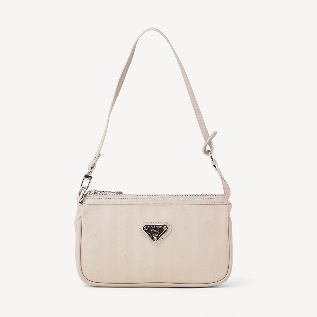 MISSY | Schultertasche perlweiss/silber - frontal