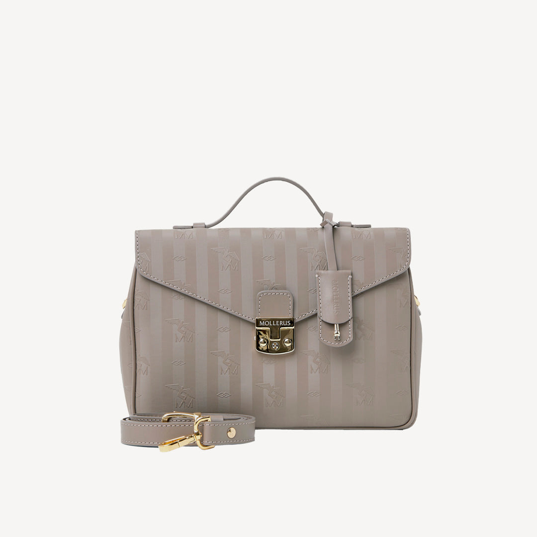 MARLY | Umhängetasche taupe grau/gold - frontal