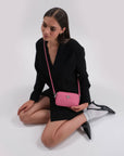 RIVAZ | Sac bandoulière rose bulle/argent