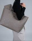 ZUERICH | Shopper taupe gris/or