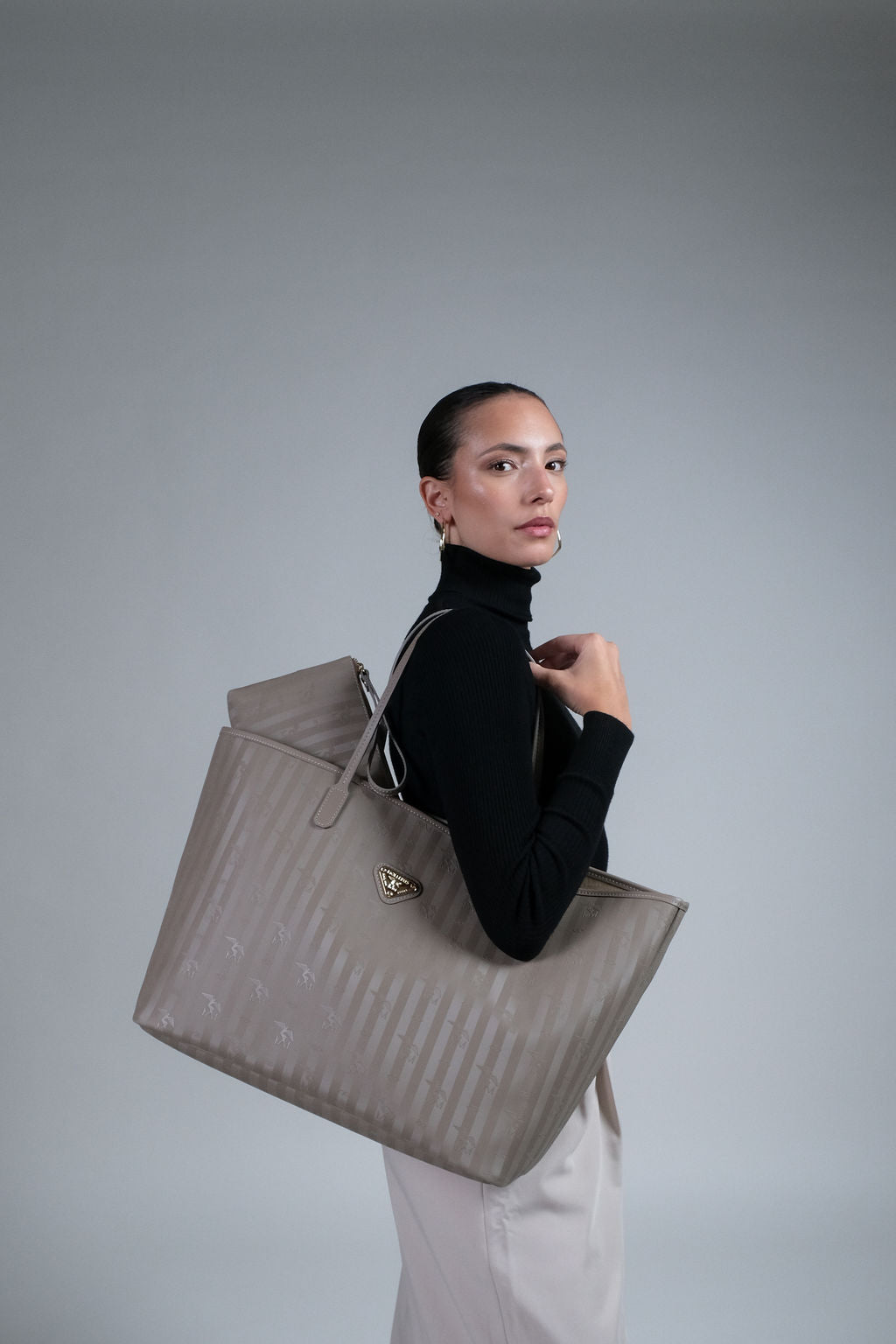 ZUERICH | Shopper taupe grau/gold - frontal