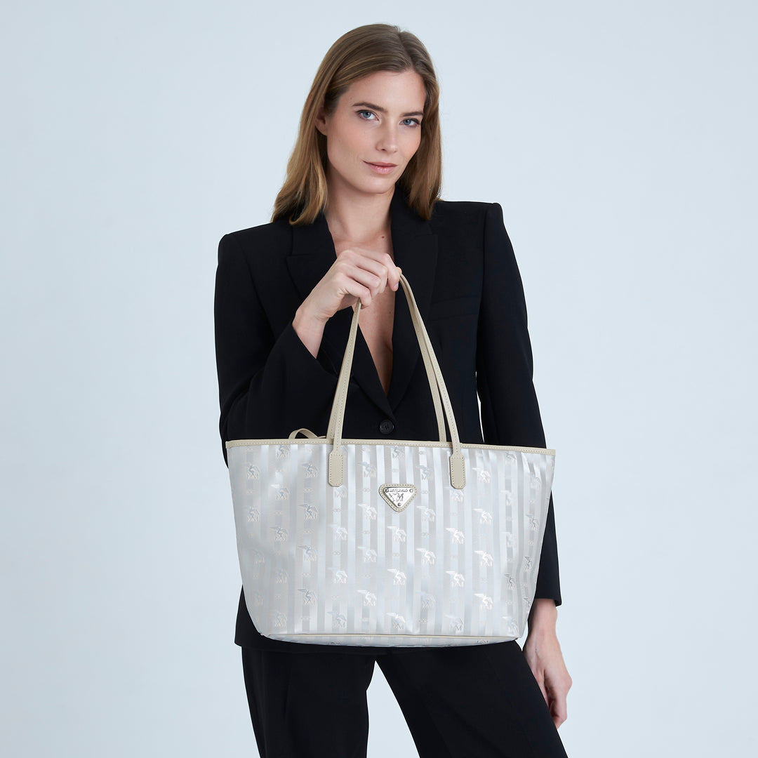 BERN | Shopper metallic silver/pearl white