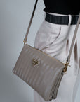 GLAND | Sac à bandoulière taupe gris/or
