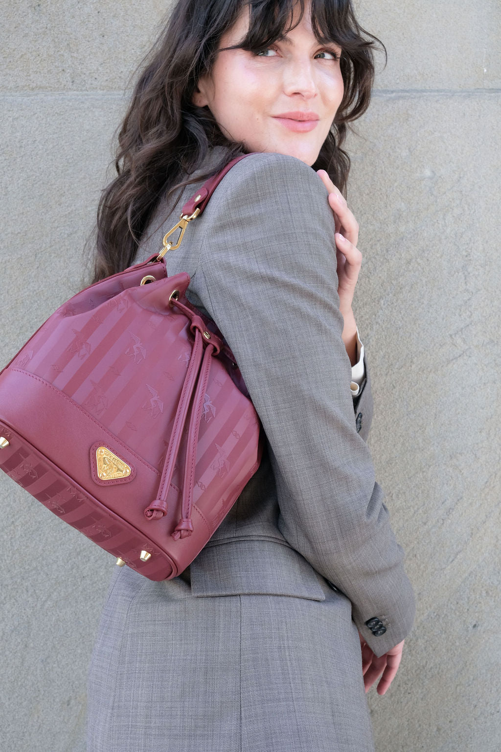 SION | Pouch bag antique red/gold 