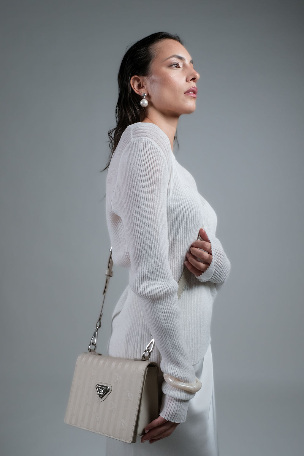 MELIDE | Crossover pearl white/silver