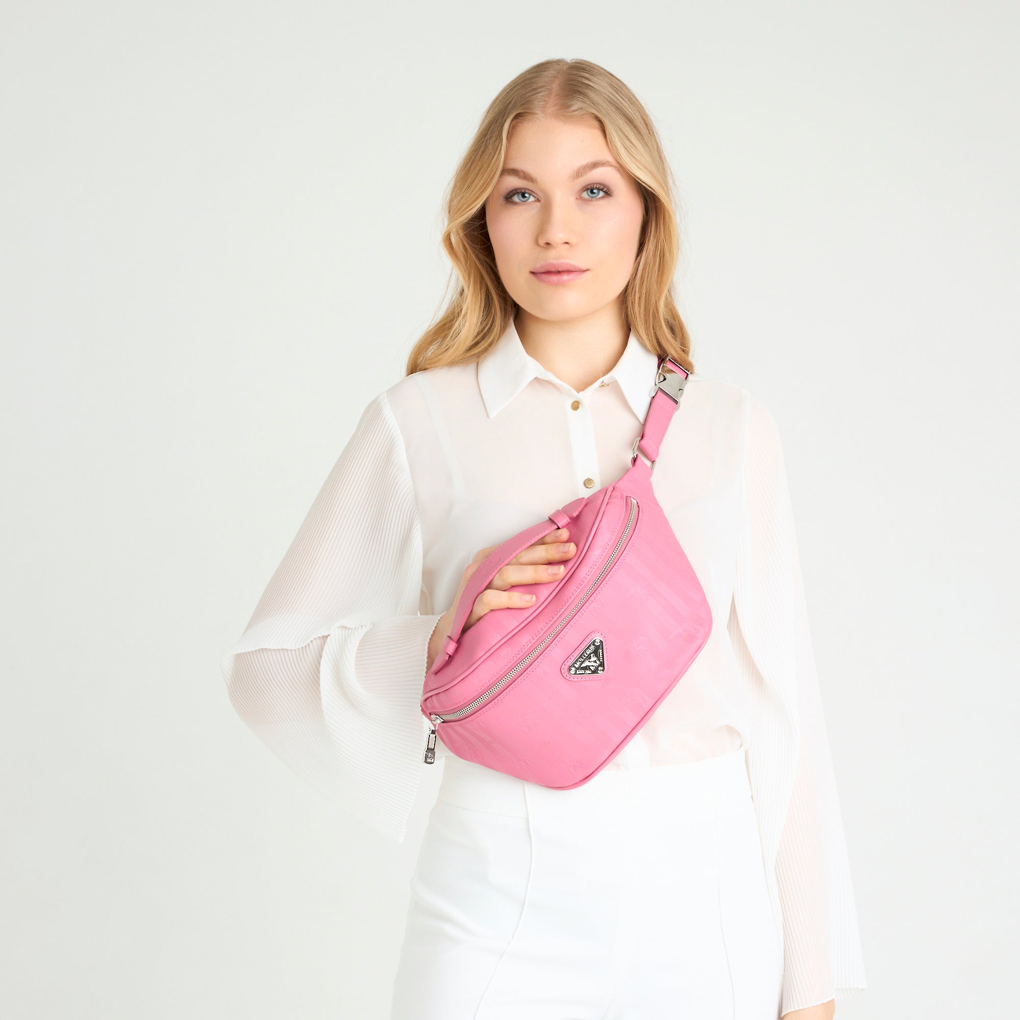 BRIENZ | Gürteltasche bubble pink/silber - frontal