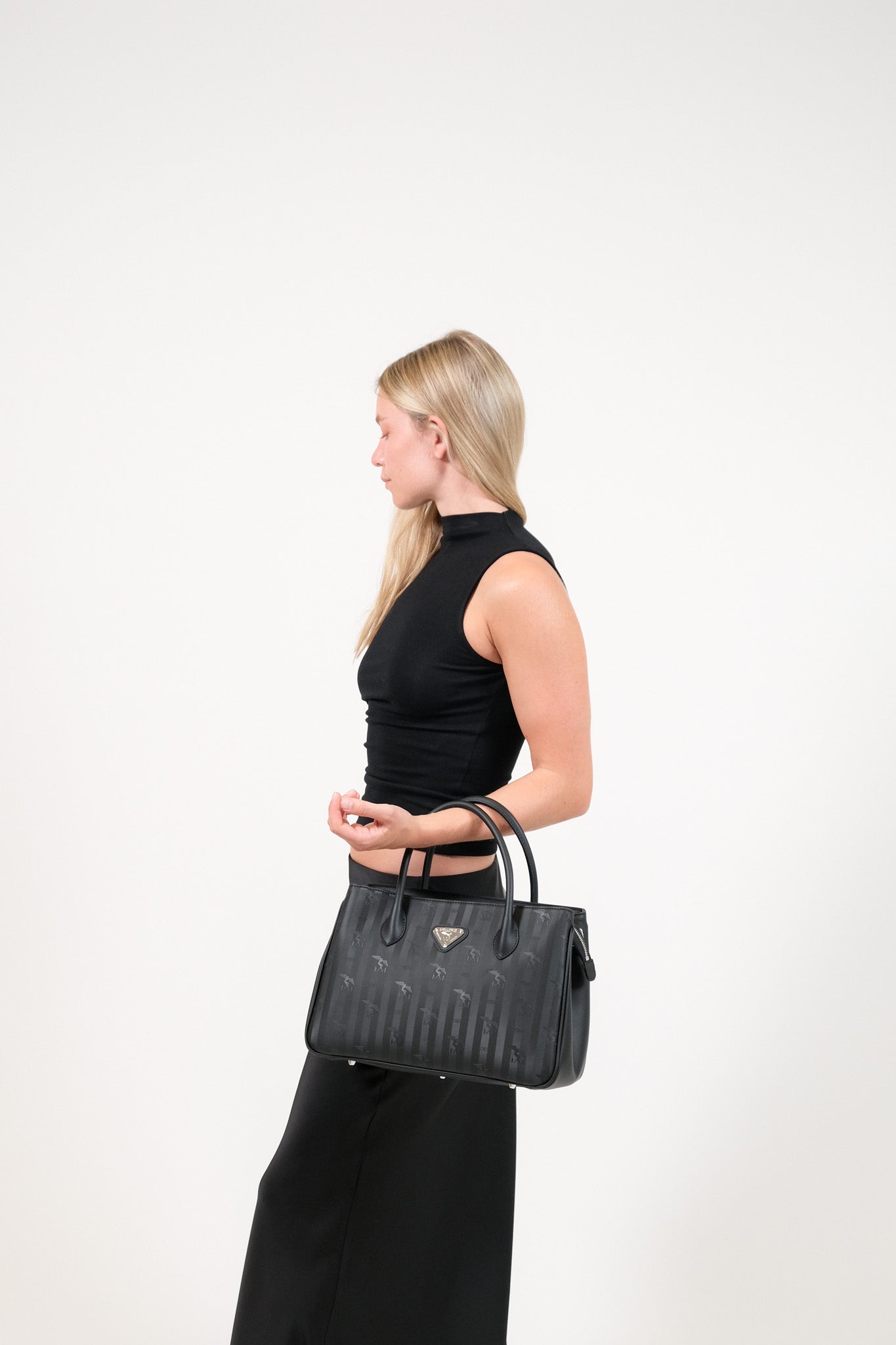 DONAT | Handtasche classic schwarz/silber - frontal