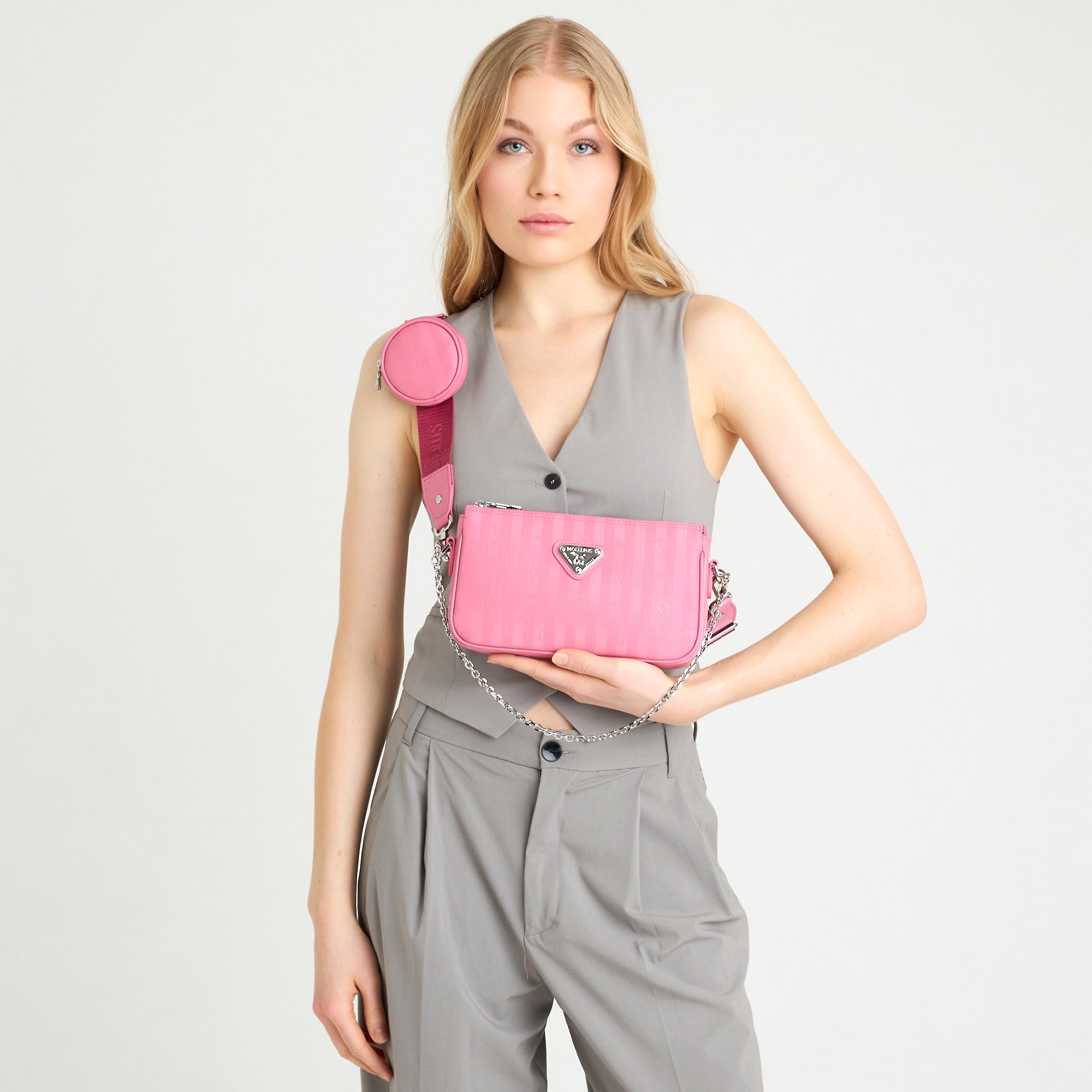 ZELL | Umhängetasche bubble pink/silber - FRONTAL
