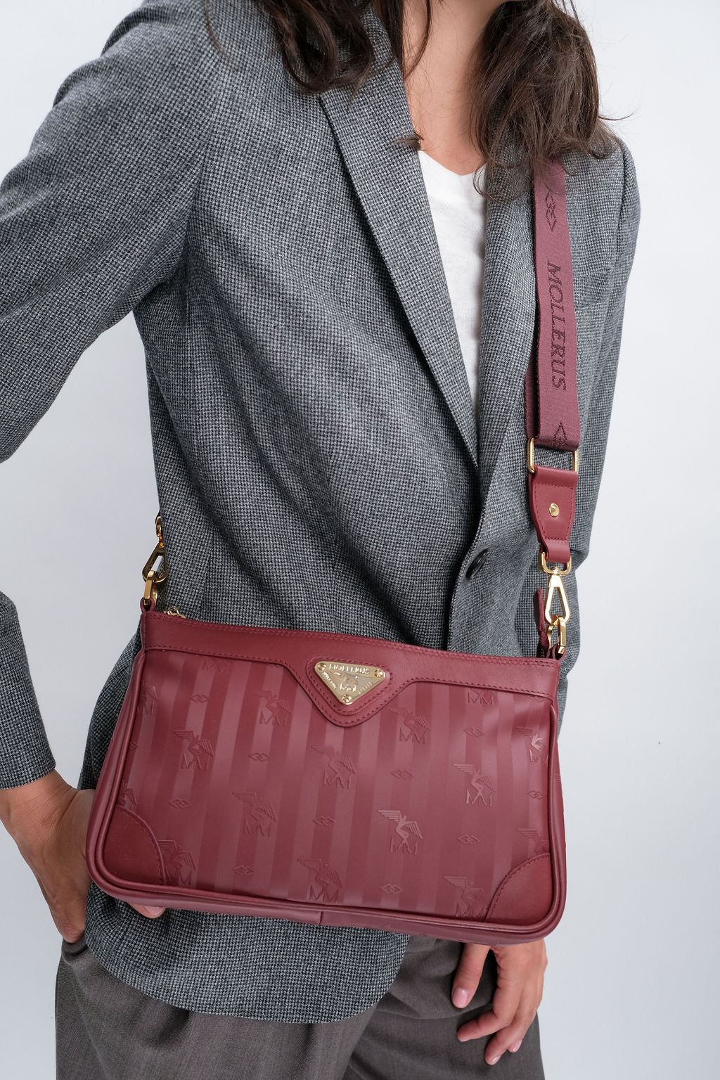 FLUMS | Umhängetasche antik rot/gold