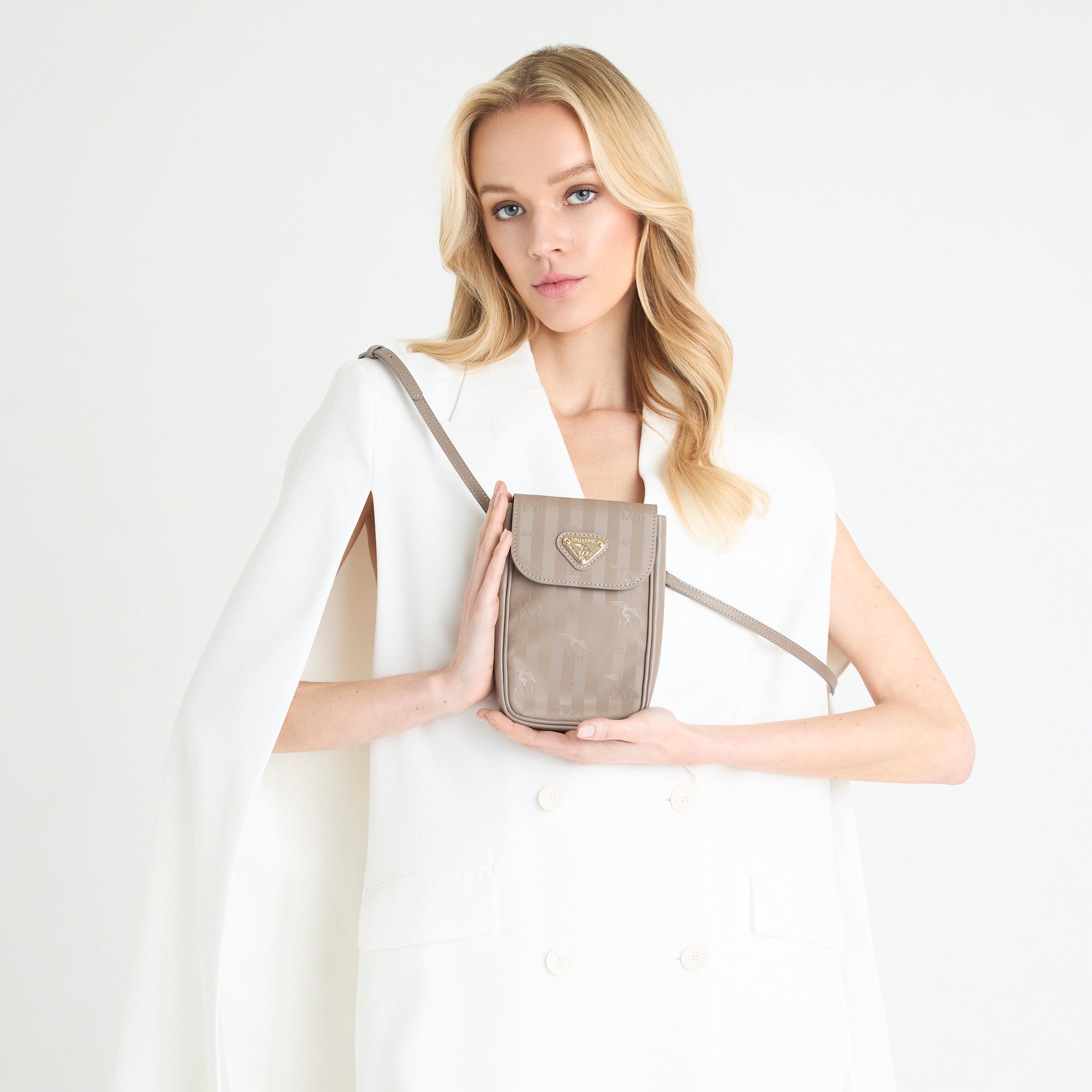 STEG | Handyportemonnaie taupe grau/gold - frontal