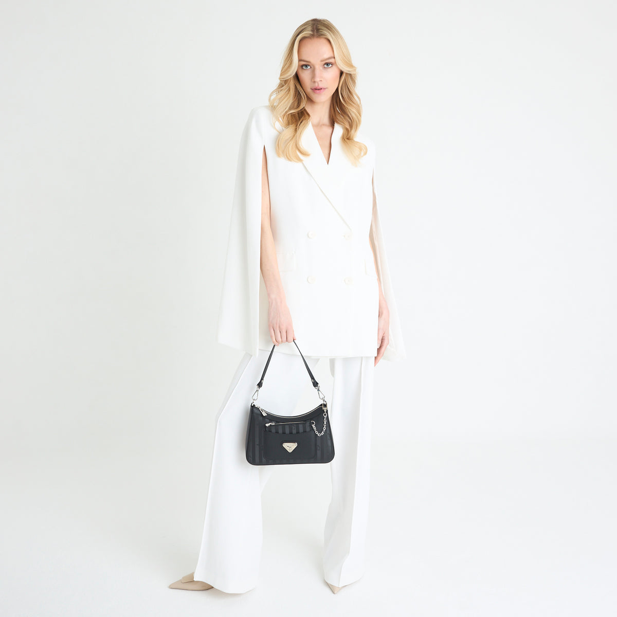 CASTIEL | Schultertasche classic schwarz/silber - full body