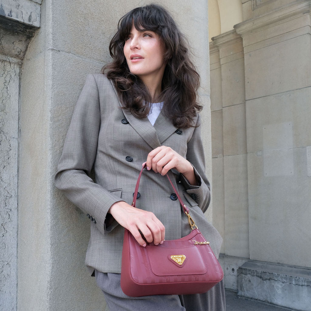 CASTIEL | Schultertasche antique rot/gold - frontal