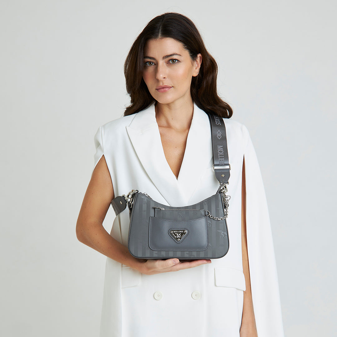 CASTIEL | Schultertasche elephant/silber - ON BODY