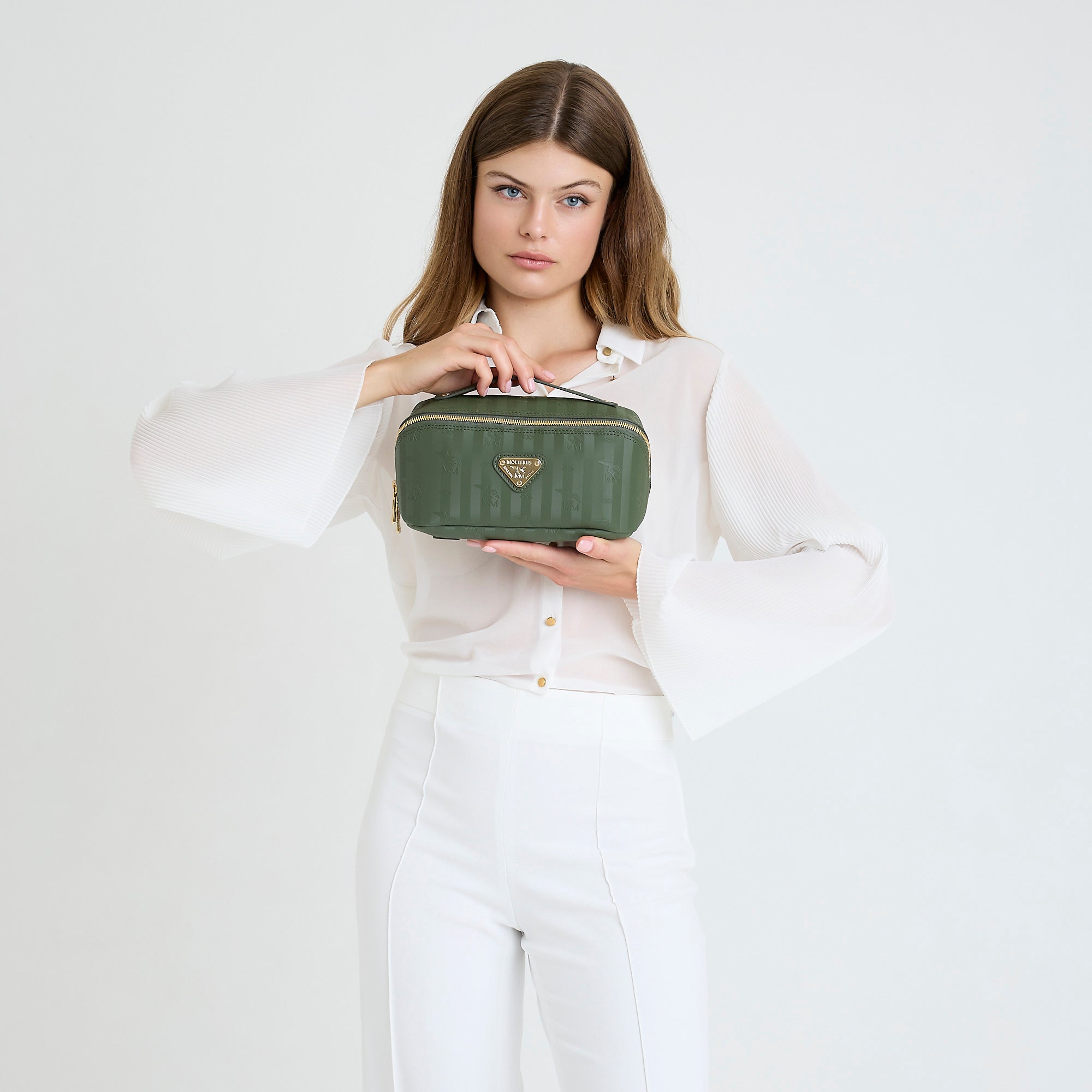 SERVAZ | Necessaire olive grün/gold - FRONTAL