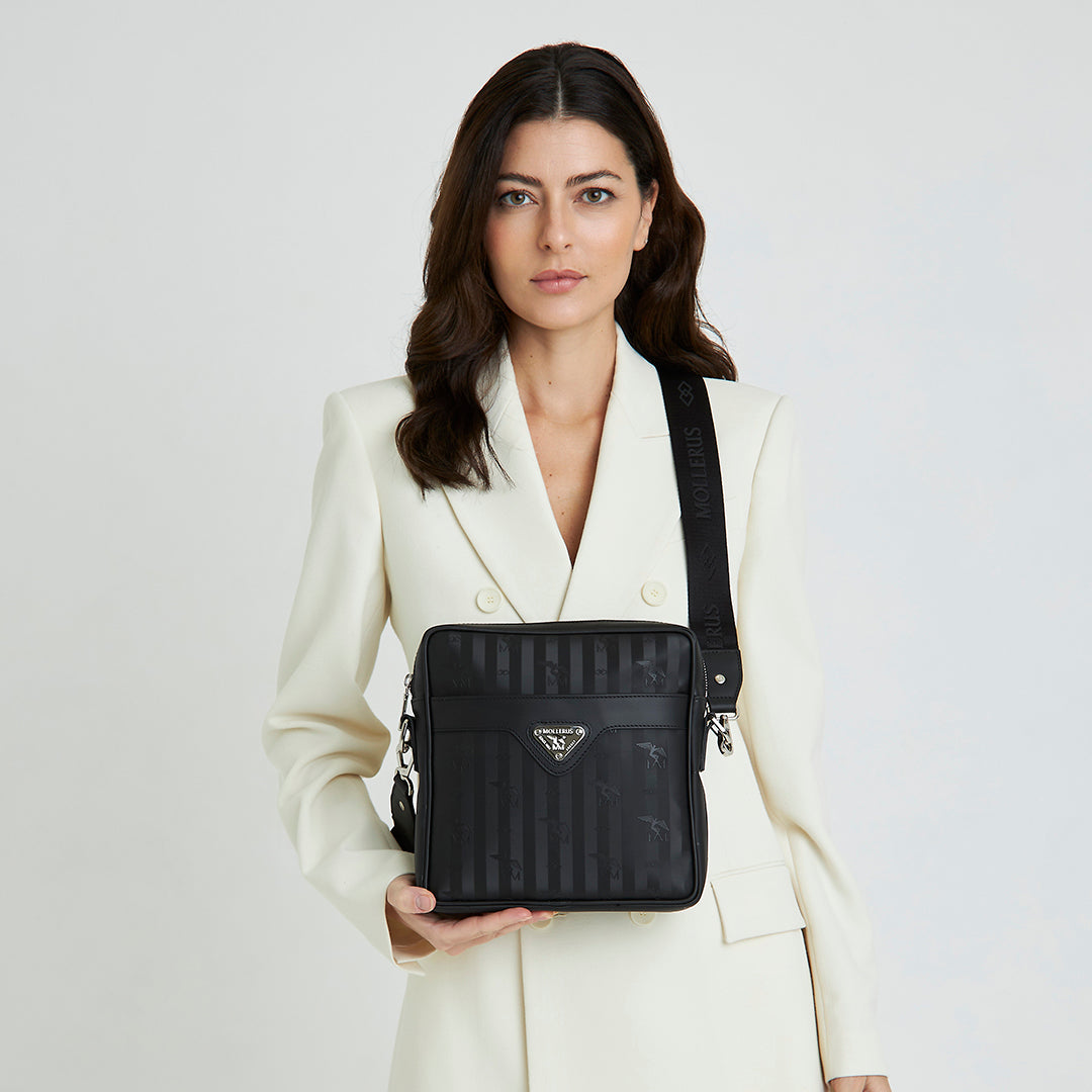 CRESSIER | Schultertasche classic schwarz/silber - ON BODY