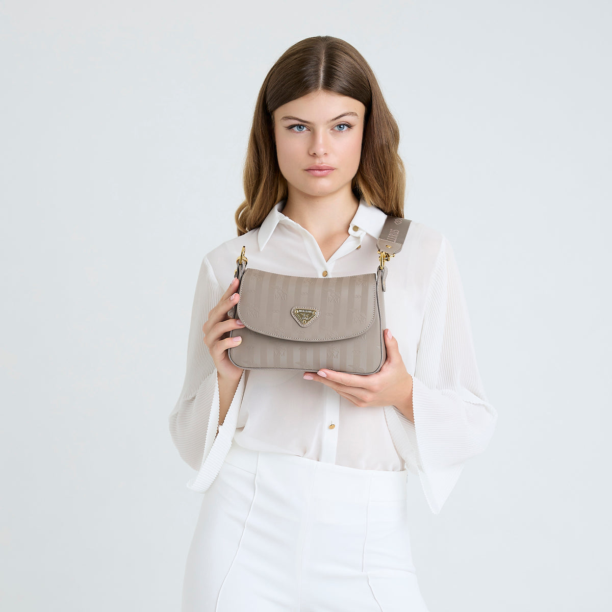 NOVILLE | Shoulder bag taupe grey/gold