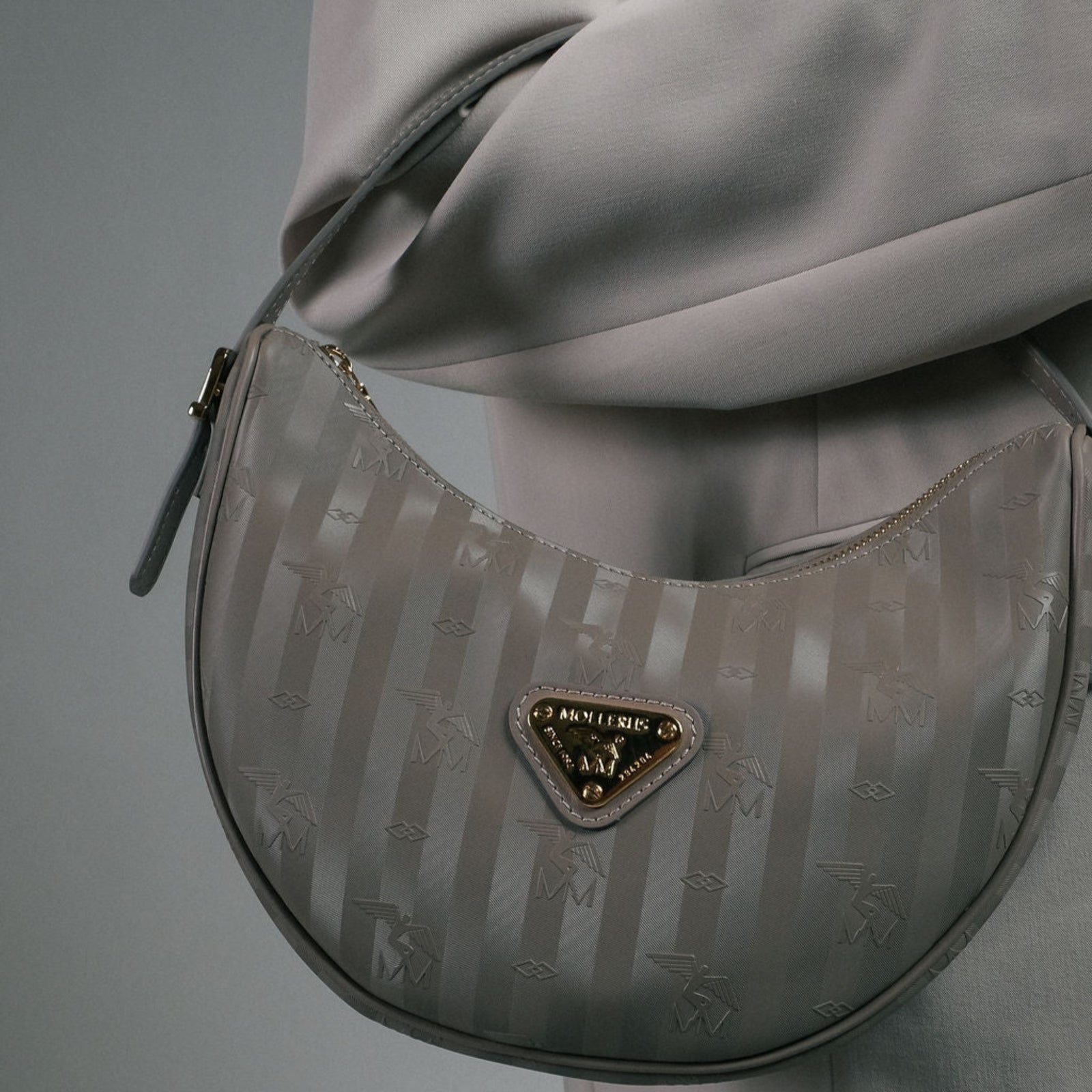 EMMEN | Shoulder bag taupe grey/gold