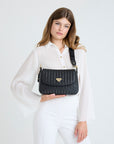 MONNAZ | Sac bandoulière classique, noir/doré