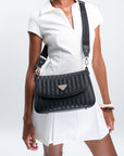 MONNAZ | Sac bandoulière classique, noir/argent