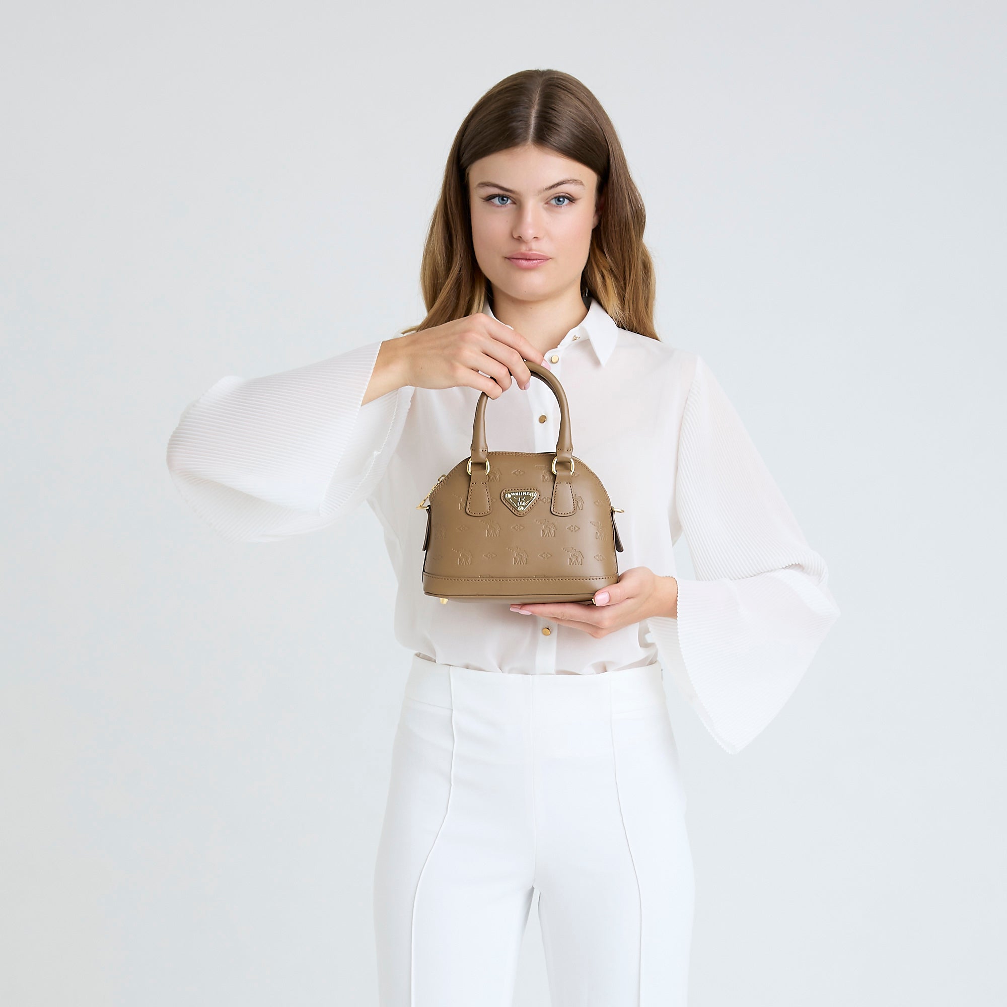 OETWIL | Umhängetasche stampato moos braun/gold - ON BODY