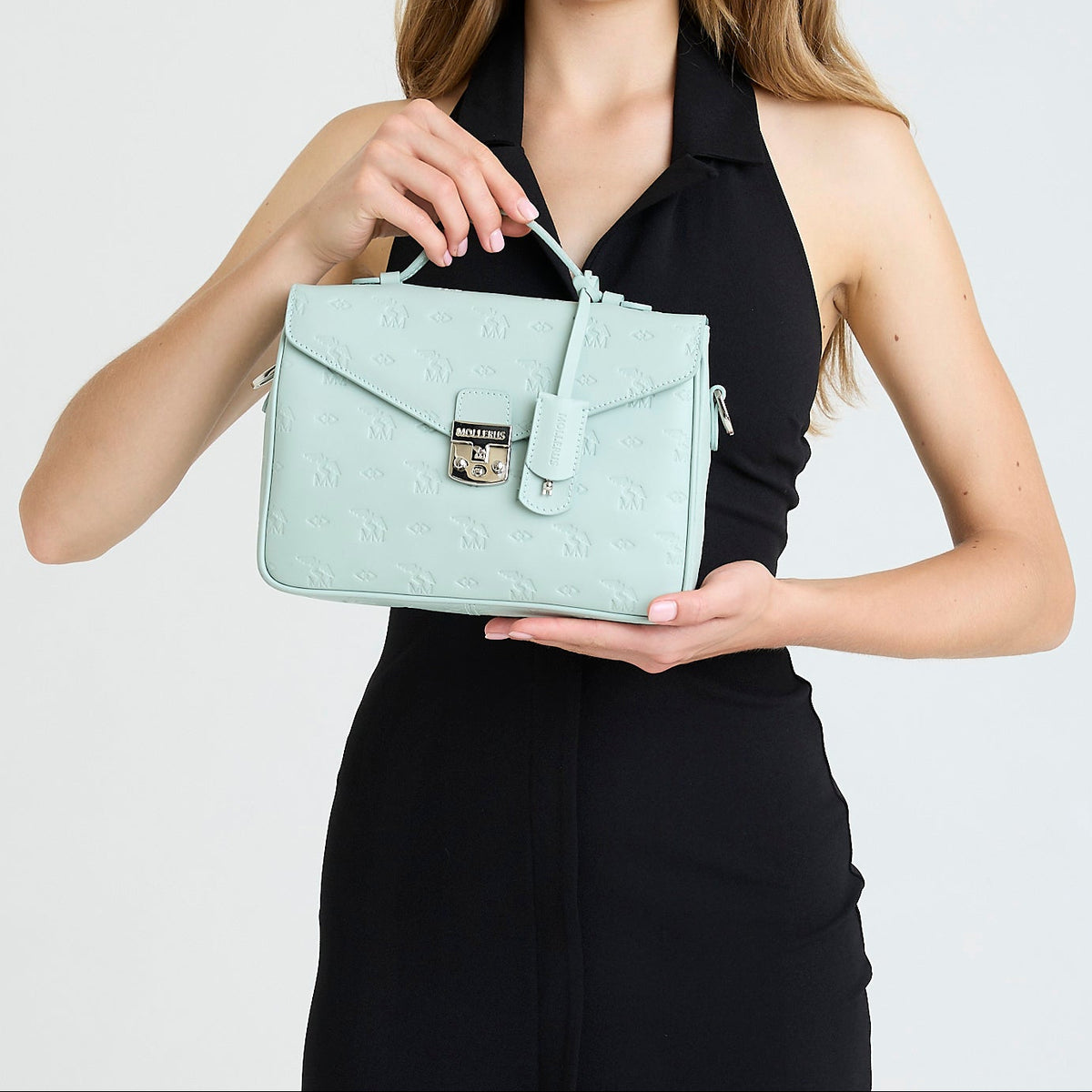 MARLY | Borsa a tracolla stampata aquamarine/argento - INDOSSATA