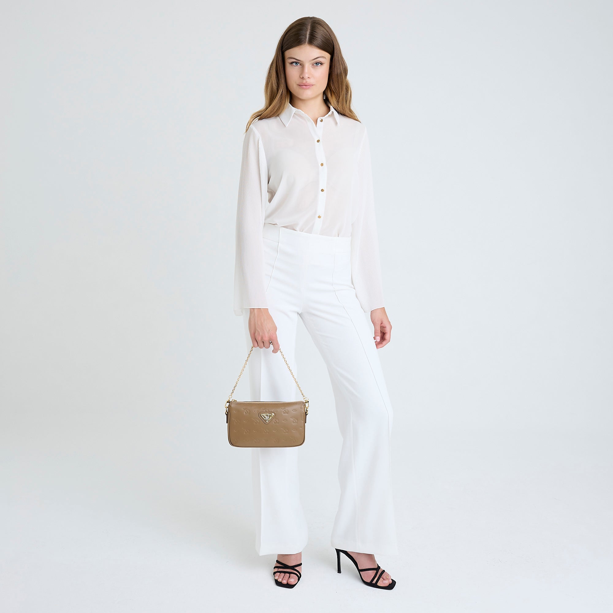 ZELL | Umhängetasche stampato moos braun/gold - FULL BODY