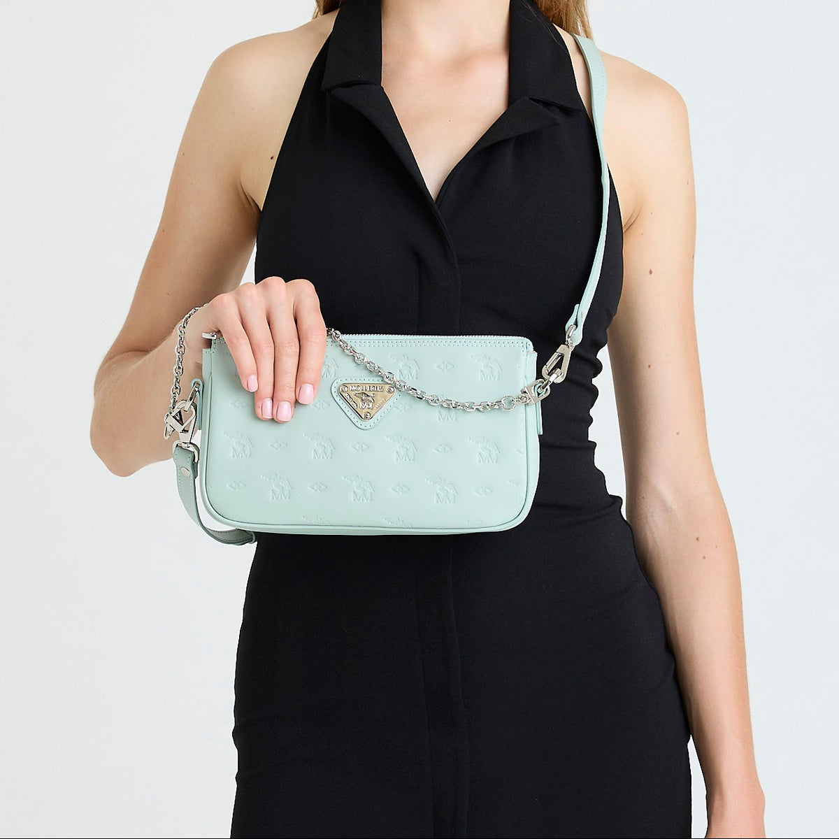 ZELL | Borsa a tracolla stampata aquamarine/argento - INDOSSATA