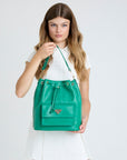 NYON | Pochette Stampato vert menthe/doré