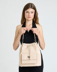 NYON | Pochette Stampato vanille beige/argent