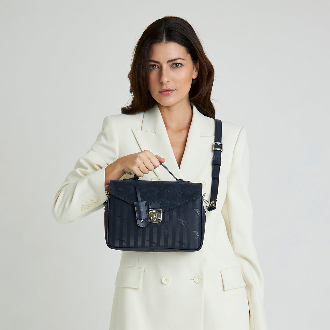 MARLY | Shoulder bag velour space blue/silver