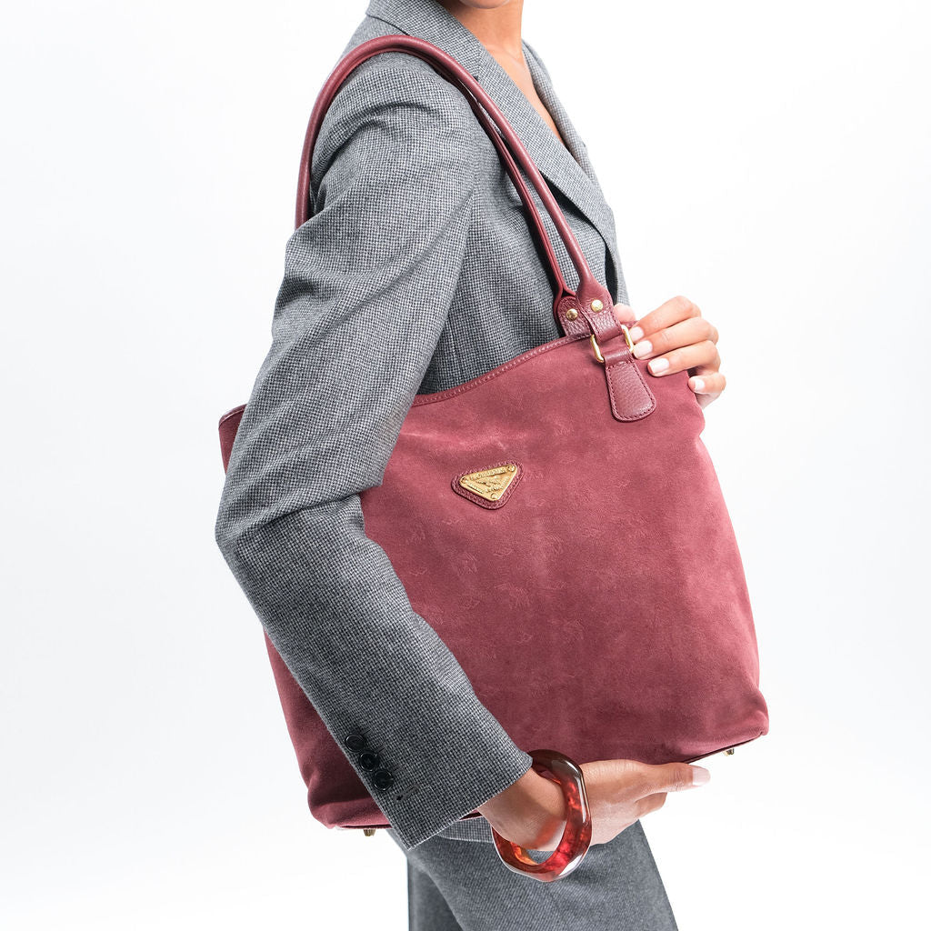 INDIAN SUMMER MINI | Shopper Velours antique rot/gold  - frontal